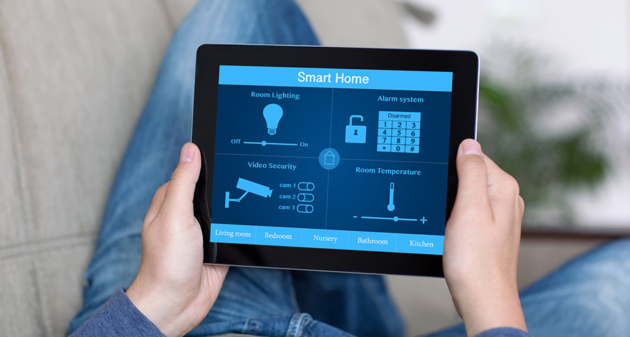 The ability to access and control security components from a mobile device is one of the top smart home trends in Utica. Close-up of smart home security app.